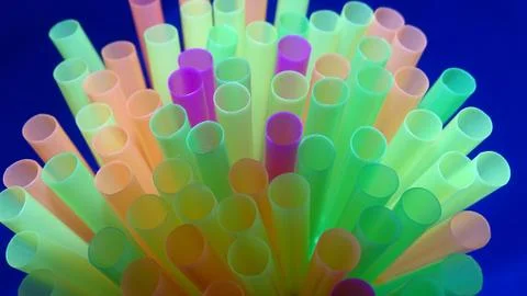 Drinking straws of various colors Stock Photos