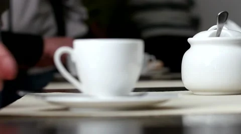 Drinking tea and coffee in public catering Stock Footage 48846504
