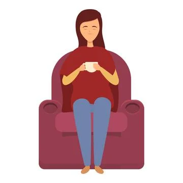 Drinking tea stress reduction icon cartoon vector. Economy body Stock Illustration