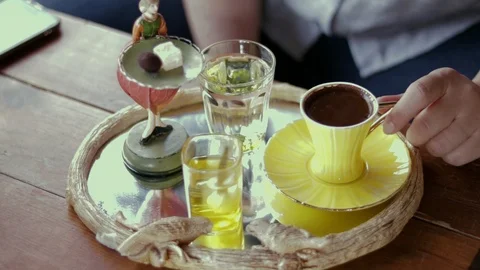 Drinking Turkish Coffee Stock Footage 118189748