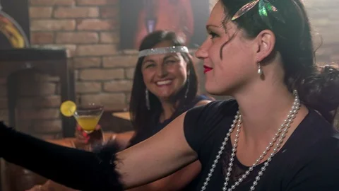 Drinking two different flavours of cocktails Stock Footage 112185426