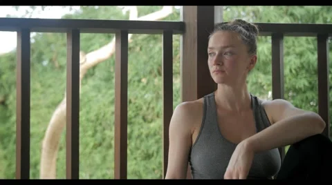 Drinking water after workout Stock Footage 61913077