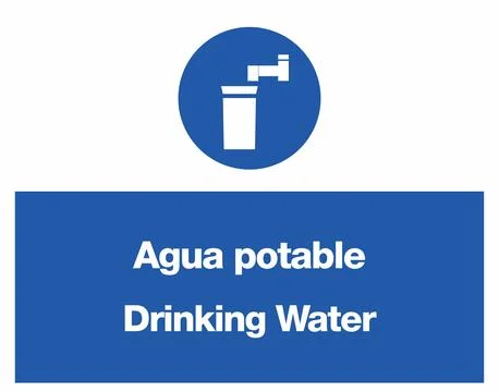 Drinking Water Bilingual Construction Mandatory Signs Collection Stock-Illustration