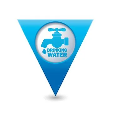 Drinking water BLUE triangular map pointer Stock Illustration