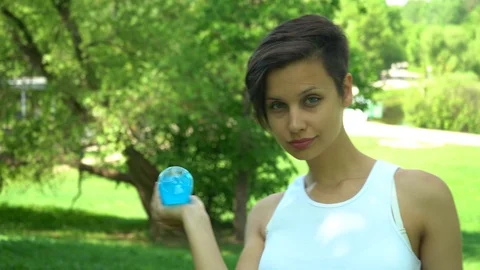 Drinking water from a bottle Stock Footage 89899038