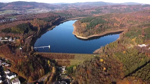 Drinking water dam in Germany Stock Footage 143536315