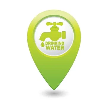 Drinking water GREEN map pointer Stock Illustration