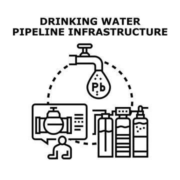 Drinking water pipeline infrastructure concept vector icon Stock Illustration