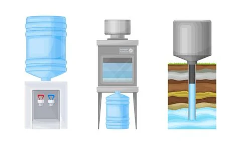 Drinking Water Production and Purification with Extraction, Treatment and Stock Illustration