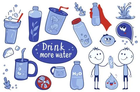 Drinking Water Stickers Stock Illustration