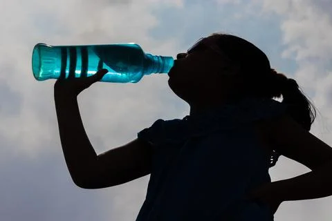 Drinking water in summer Stock Photos