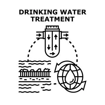 Drinking water treatment process for clean water supply Stock Illustration