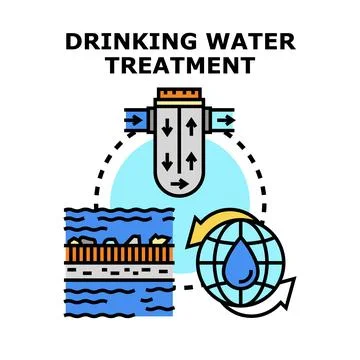 Drinking water treatment process for clean water supply Stock Illustration