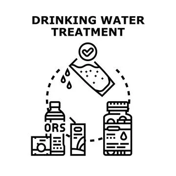 Drinking water treatment process preventing dehydration needs Stock Illustration