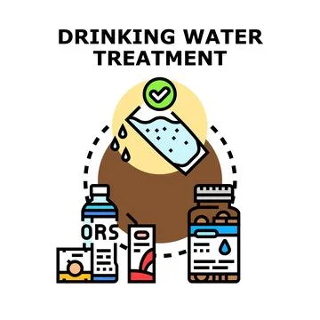 Drinking water treatment process preventing dehydration needs Stock Illustration