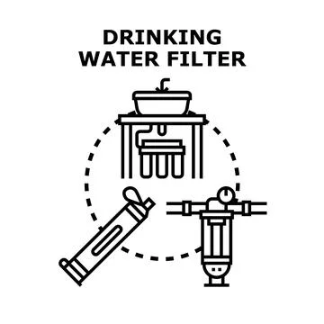Drinking water various filter purification systems Stock Illustration
