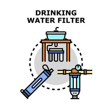 Drinking water various filter purification systems Stock Illustration