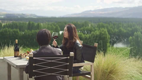 Drinking wine and eating cheese outside Stock Footage 159526038