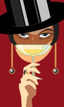 Drinking wine. Stock Illustration