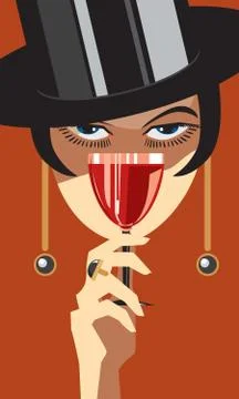 Drinking wine. Stock Illustration