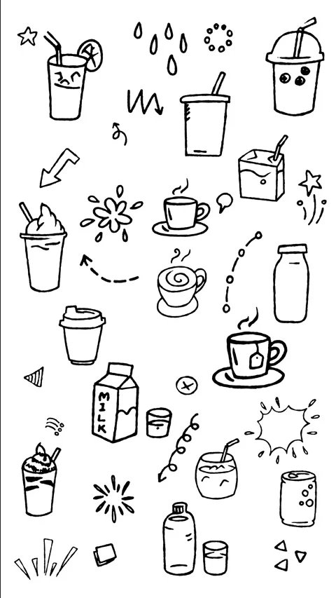 Drinks and Beverages Doodle Motion Graphic Background Vertical Stock Footage 344308247