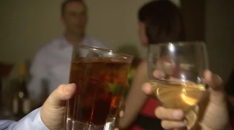 Drinks Being Cheered at a Party Stock Footage 40747311