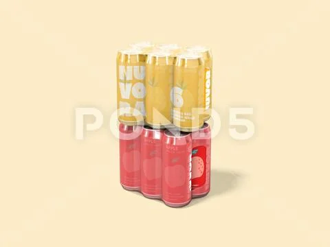 Drinks Can Mockup Shrink Wrap Packaging Modello PSD