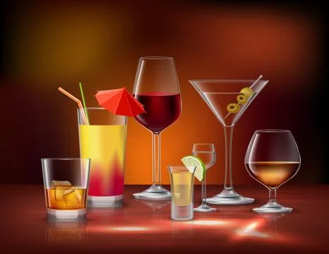 Drinks Decorative Set Stock Illustration