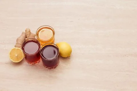 Drinks of different colours Stock Photos