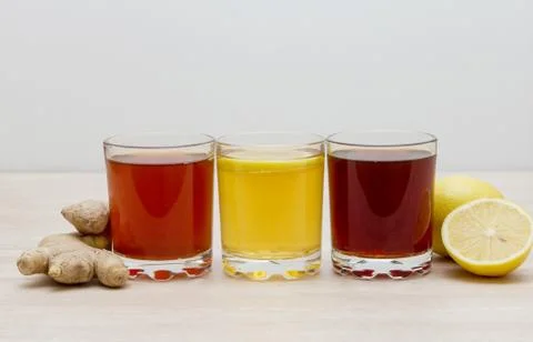 Drinks of different colours Stock Photos