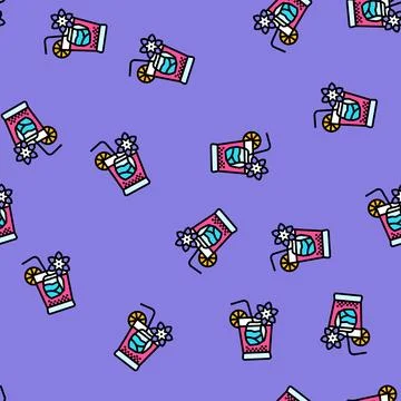 Drinks disco party vector seamless pattern Stock Illustration