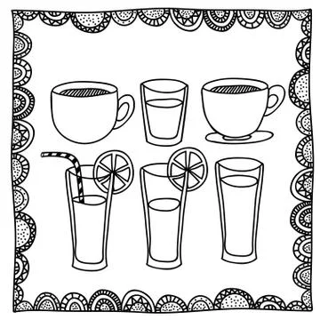Drinks drawing over white background vector illustration Illustrazione stock