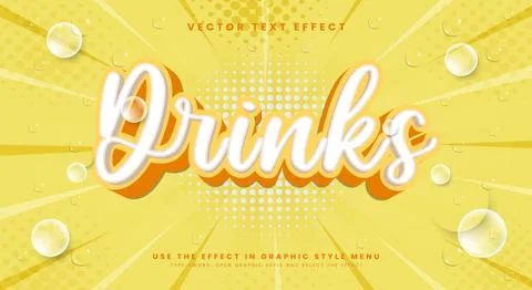 Drinks editable text effect Template Stock Illustration