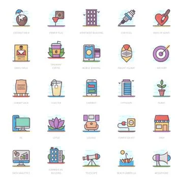 Drinks Flat Icons Pack Stock Illustration