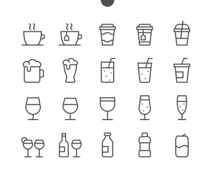 Drinks Food UI Pixel Perfect Well-crafted Vector Thin Line Icons 48x48 Ready for Ilustração Stock