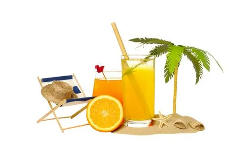 Drinks - fresh summer cocktails for refreshing, isolated on white background Stock Photos