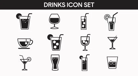 Drinks Icon Set. Stock Illustration