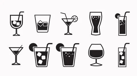 Drinks Icon Set. Stock Illustration
