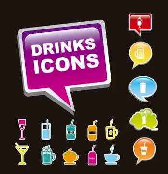 Drinks icons over black background. vector illustration Stock Illustration