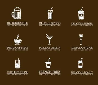 Drinks icons over brown background, Vector Illustration Stock Illustration