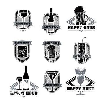Drinks labels over white background vector illustration Stock Illustration