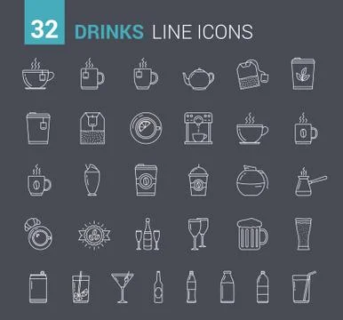 Drinks Line Icons Stock Illustration