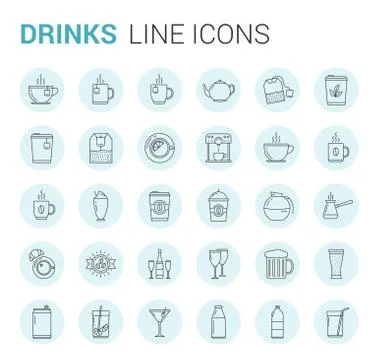 Drinks Line Icons Stock Illustration