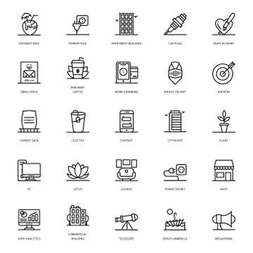 Drinks Line Icons Pack Stock Illustration