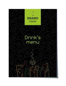 Drinks menu cover design, vector illustration Stock Illustration