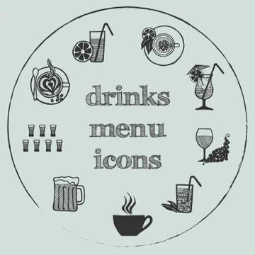 Drinks menu elements - icons set 3 Stock Illustration
