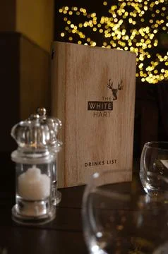 Drinks menu on a table Stock Photos