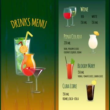 Drinks Menu Template Stockillustratie