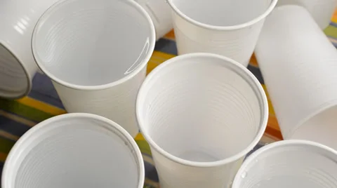 Drinks in plastic cups Stock Footage 32258704