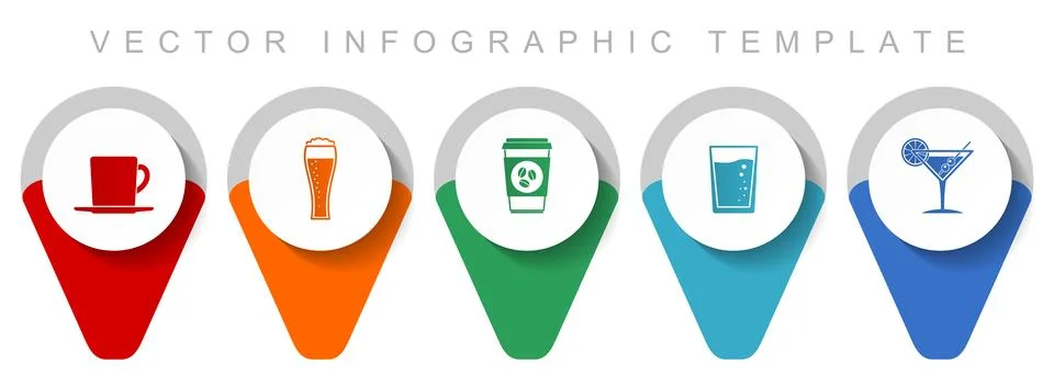 Drinks pointer collection, miscellaneous icons such as cup, glass and drink, Stock Illustration